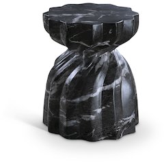 Caserta Black Marble Finish Concrete End Table