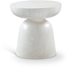 Avellino White Marble Finish Concrete End Table