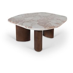 Puglia Cream Marble Top And Oak Wood Base Coffee Table