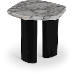 Puglia White Marble Top And Oak Wood Base End Table