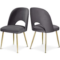 Logan Grey Velvet Dining Chair, Set of 2