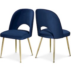 Logan Navy Velvet Dining Chair, Set of 2