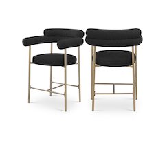 Blake Black Boucle Fabric Counter Stool, Set of 2