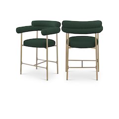 Blake Green Boucle Fabric Counter Stool, Set of 2