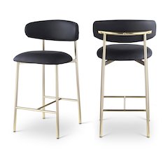 Lupita Black Vegan Leather Counter Stool, Set of 2