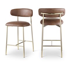 Lupita Brown Vegan Leather Counter Stool, Set of 2