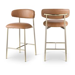Lupita Cognac Vegan Leather Counter Stool, Set of 2