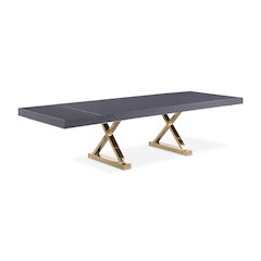 Excel Grey Oak Veneer Lacquer Extendable Dining Table