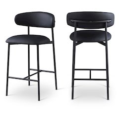 Lupita Black Vegan Leather Counter Stool, Set of 2