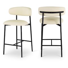 Lupita Cream Vegan Leather Counter Stool, Set of 2