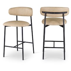 Lupita Tan Vegan Leather Counter Stool, Set of 2