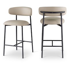 Lupita Taupe Vegan Leather Counter Stool, Set of 2