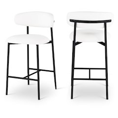 Lupita Off-White Vegan Leather Upholstered Counter Stool, Set of 2