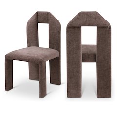 Bennett Brown Chenille Fabric Dining Chair, Set of 2