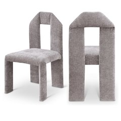 Bennett Grey Chenille Fabric Dining Chair, Set of 2