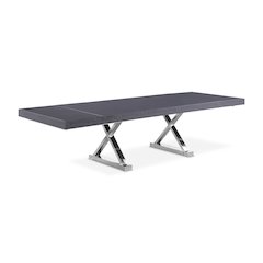 Excel Grey Oak Veneer Lacquer Extendable Dining Table