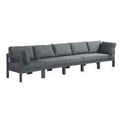 Gray Fabric Outdoor Modular Sofa With Contemporary Style And Cushioned Seating