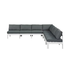 Gray Fabric Outdoor Patio Modular Sectional, Contemporary Style, Cushioned Seats