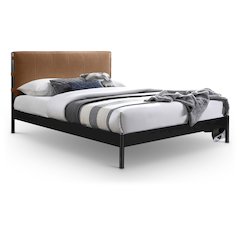 Abigail Cognac Vegan Leather Queen Bed