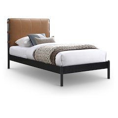 Abigail Cognac Vegan Leather Twin Bed