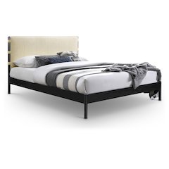 Abigail Cream Vegan Leather Queen Bed