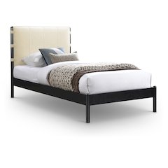 Abigail Cream Vegan Leather Twin Bed