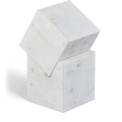 Quad White Marble Decorative Cube