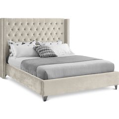 Aiden Cream Velvet Full Bed