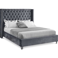 Aiden Grey Velvet Full Bed