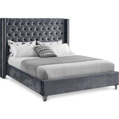 Aiden Grey Velvet King Bed