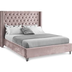 Aiden Pink Velvet Queen Bed