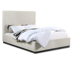Alfie Beige Linen Textured Fabric Queen Bed
