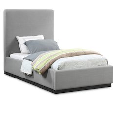 Alfie Grey Linen Textured Fabric Twin Bed