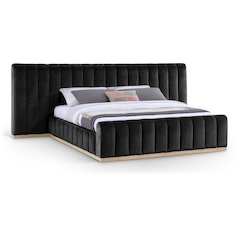Amara Black Velvet Upholstered King Bed