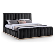 Amara Black Velvet Upholstered King Bed