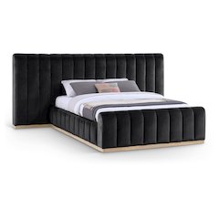 Amara Black Velvet Upholstered Queen Bed