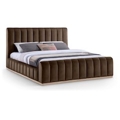 Amara Brown Velvet Upholstered King Bed