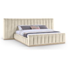 Amara Cream Velvet Upholstered King Bed