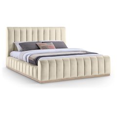 Amara Cream Velvet Upholstered King Bed