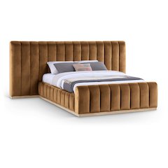 Amara Saddle Velvet Upholstered Queen Bed