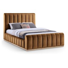 Amara Saddle Velvet Upholstered Queen Bed