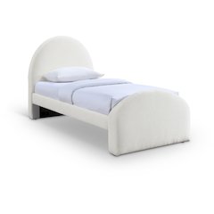 Andaz Cream Chenille Fabric Upholstered Twin Bed