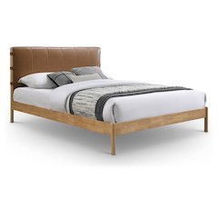 Asher Cognac Vegan Leather Queen Bed