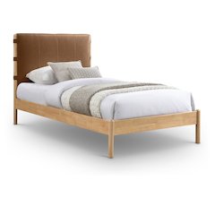 Asher Cognac Vegan Leather Twin Bed