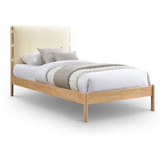 Asher Cream Vegan Leather Twin Bed