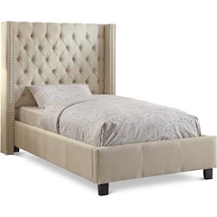 Ashton Beige Linen Textured Twin Bed