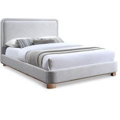 Nolita Grey Linen Textured Fabric Queen Bed