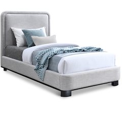 Nolita Grey Linen Textured Fabric Twin Bed