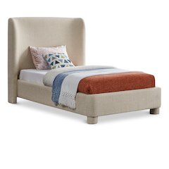 Penny Beige Polyester Fabric Twin Bed