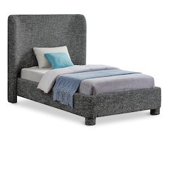 Penny Black Polyester Fabric Twin Bed